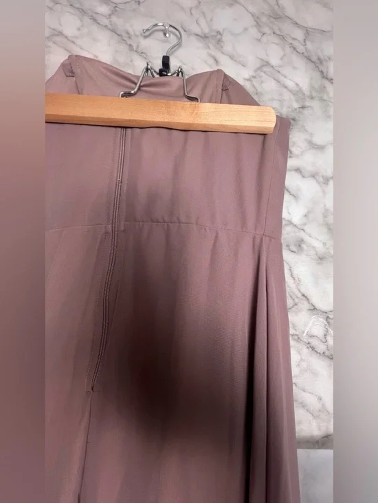 Birdy Grey Toffee NWT XS Chris Chiffon Wedding Guest Formal Dress STRAPLESS - Picture 10 of 11